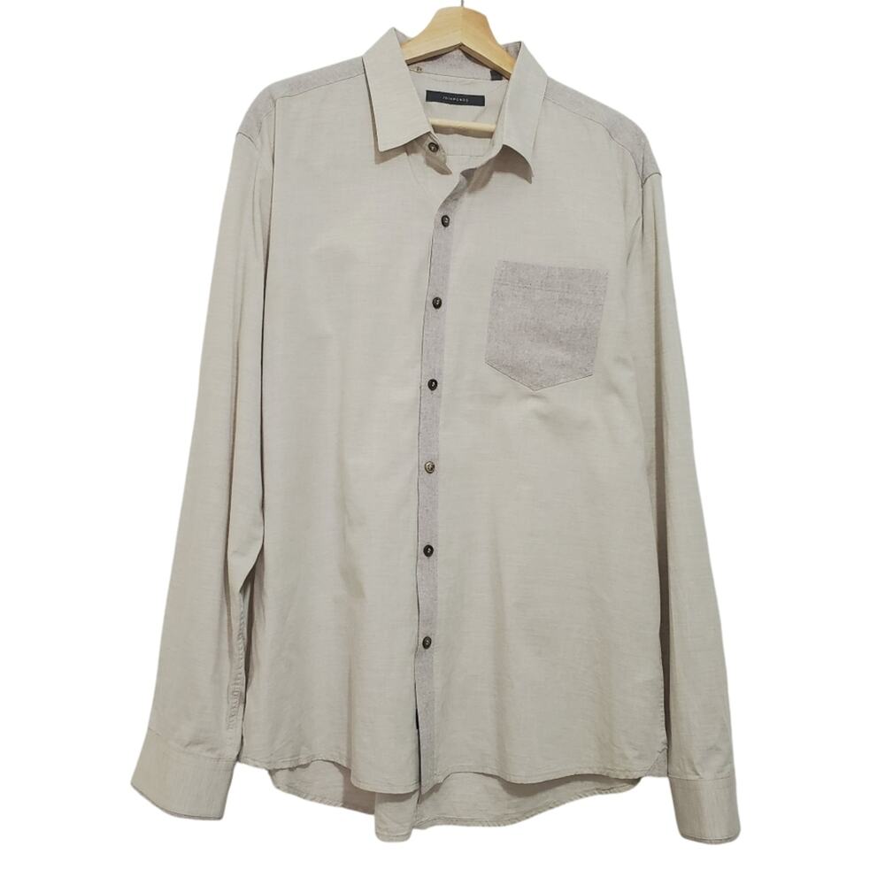 7 Diamonds Two-Tone Cotton Button Up Long Sleeve Shirt
